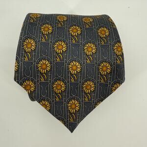 Lanvin Paris Tie France Vintage 100% Silk Sunflower Luxury Necktie Men Ties